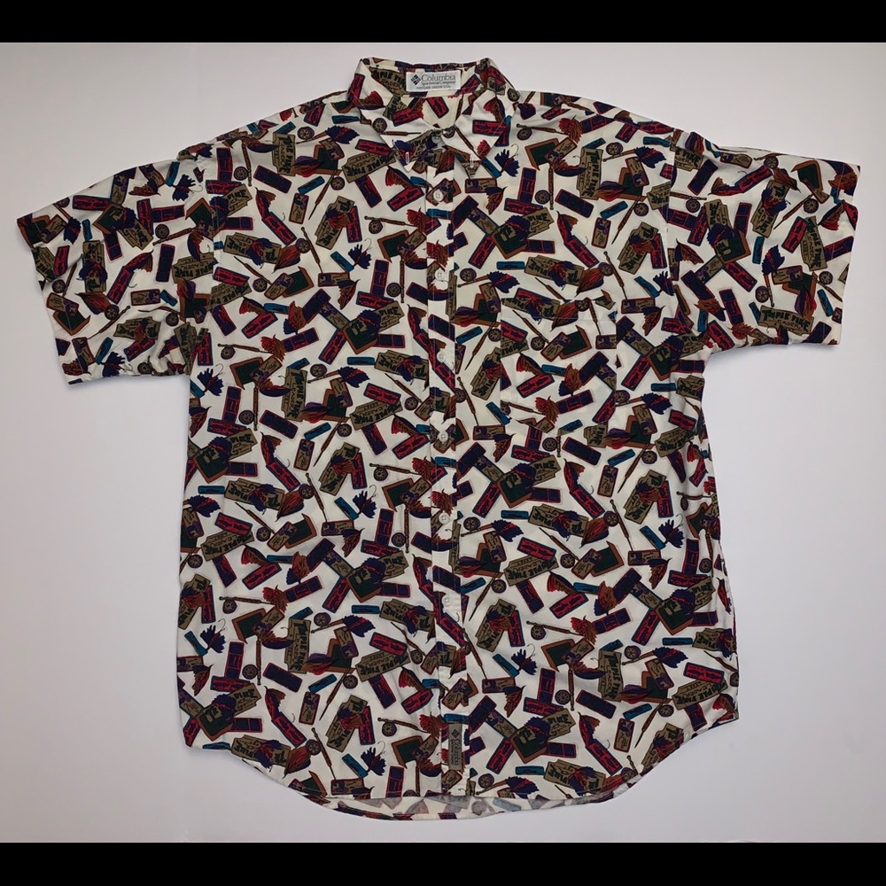 Mens VINTAGE Columbia Hawaiian Fishing Shirt Large